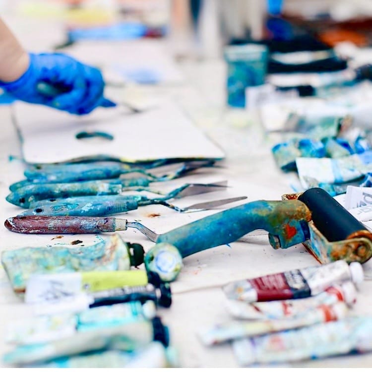 Hilary Dron Cold Wax and oil paint, a seascape workshop