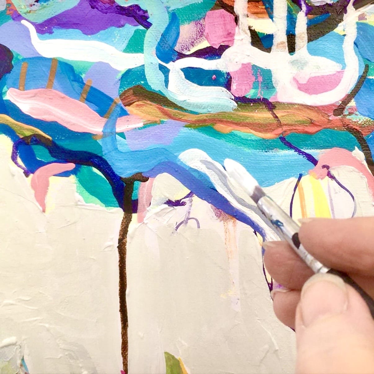 Hilary Dron Abstract painting florals, postcards