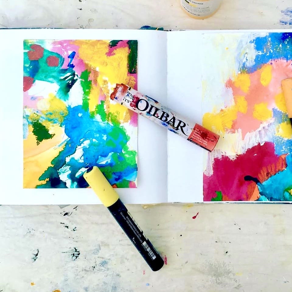 Hilary Dron Abstract painting florals, postcards