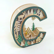 Light up snowy letter, monogram C