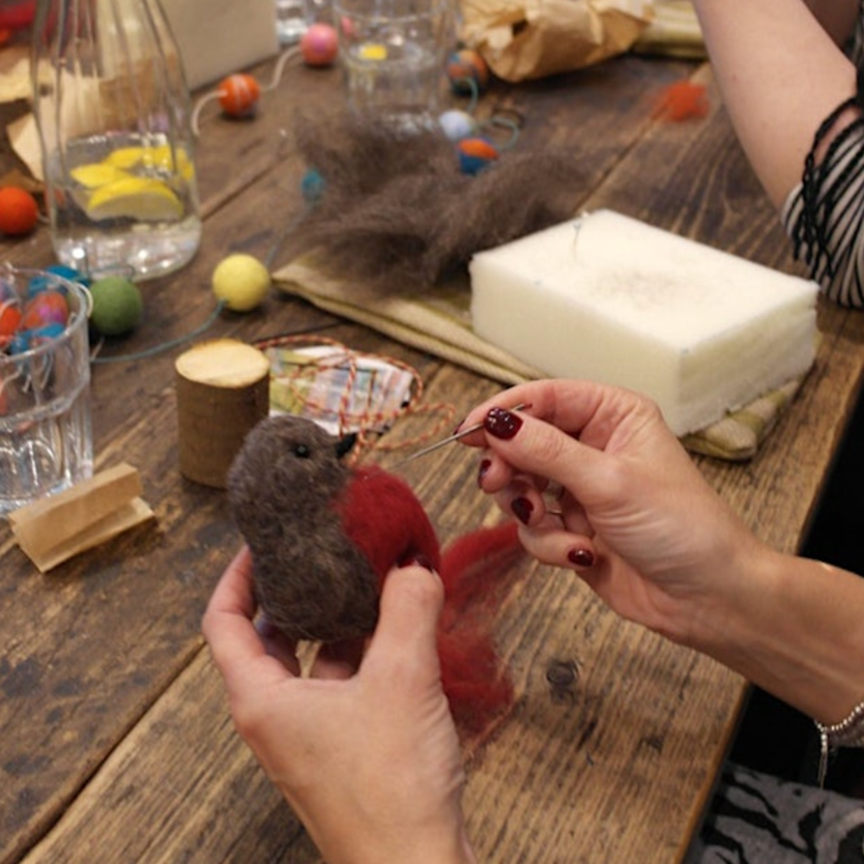 Workshop needlefelt a robin