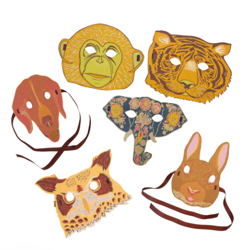 Animals fancy dress mask set of 6