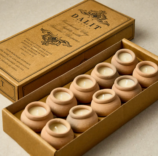 Handmade Terracotta Beeswax Tea Light Candles - Box of 10