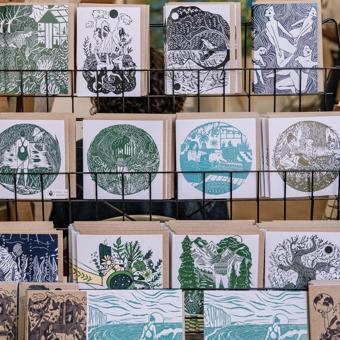 Linocut art cards