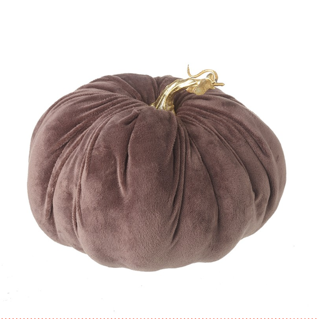 brown velvet pumpkin with gold stalk