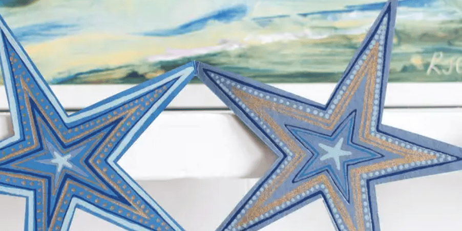 East End Press Concertina garland blue stars