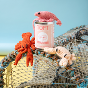 Prawns in a tin, crochet kit