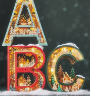 Light up snowy letter, monogram C