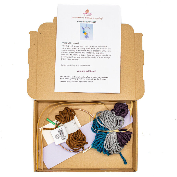 PomPom & flower wreath craft kit