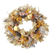 Autumn Wreath, faux with berries and pumpkins