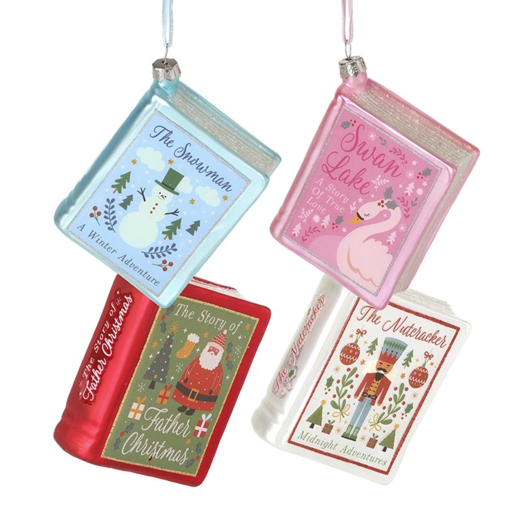 Set of 4 Vintage Fairytales Books, hanging decs