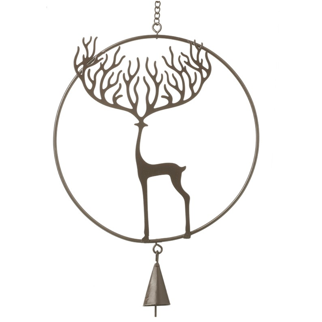 Metal Hoop Dec with Reindeer & Bell
