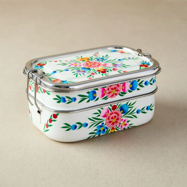 Tiffin-Style lunchbox in cotton gift bag
