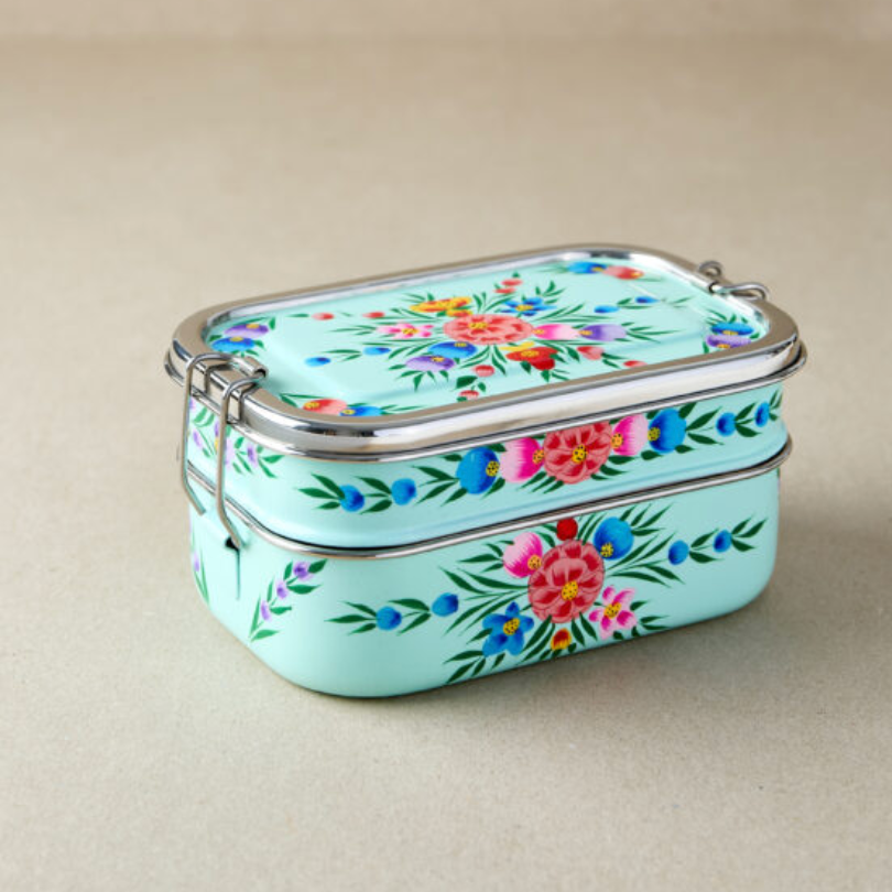 Tiffin-Style lunchbox in cotton gift bag
