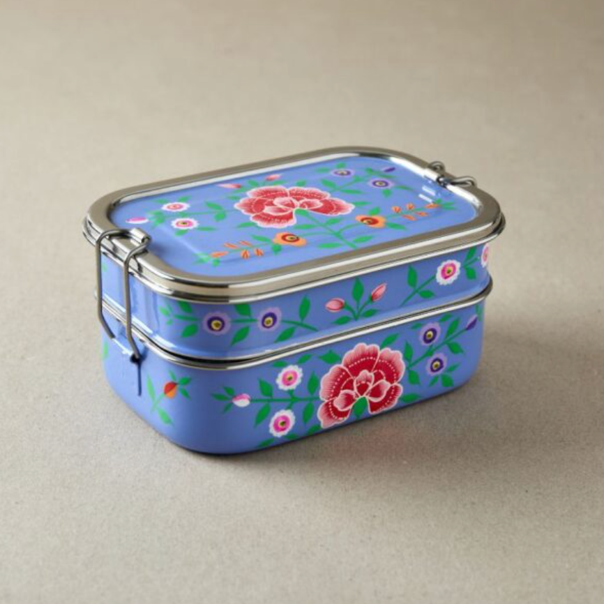 Tiffin-Style lunchbox in cotton gift bag