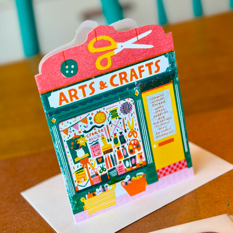 Arts and Crafts Shop Greeting Card for Creative Friend
