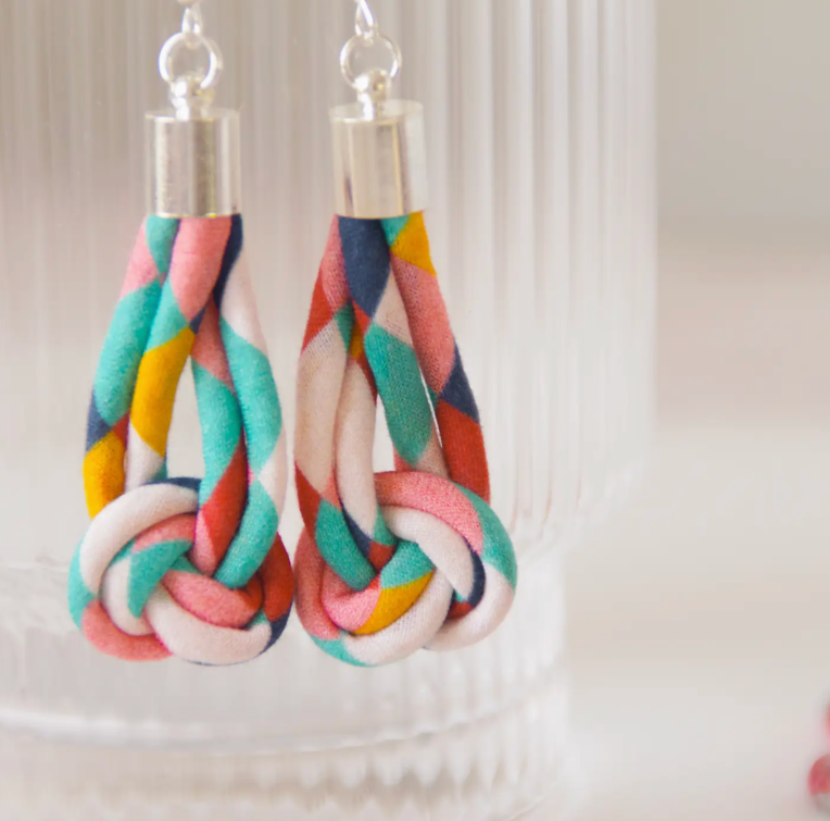 Liberty Print Knot Drop Cord Earrings