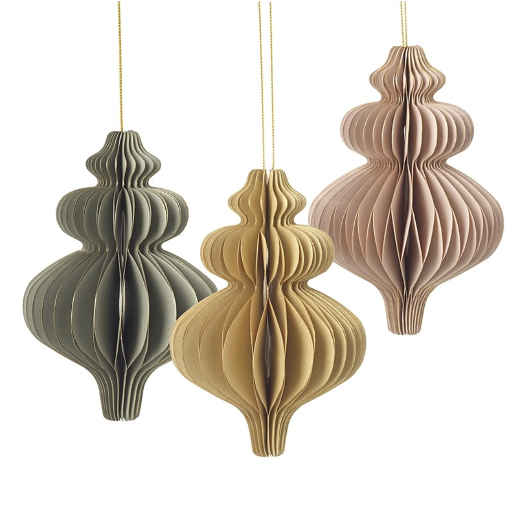 Set of 3 Paper Sculp Hanging Decs