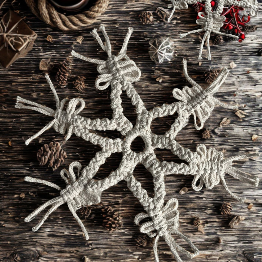 Christmas Macrame Snowflake decorations workshop