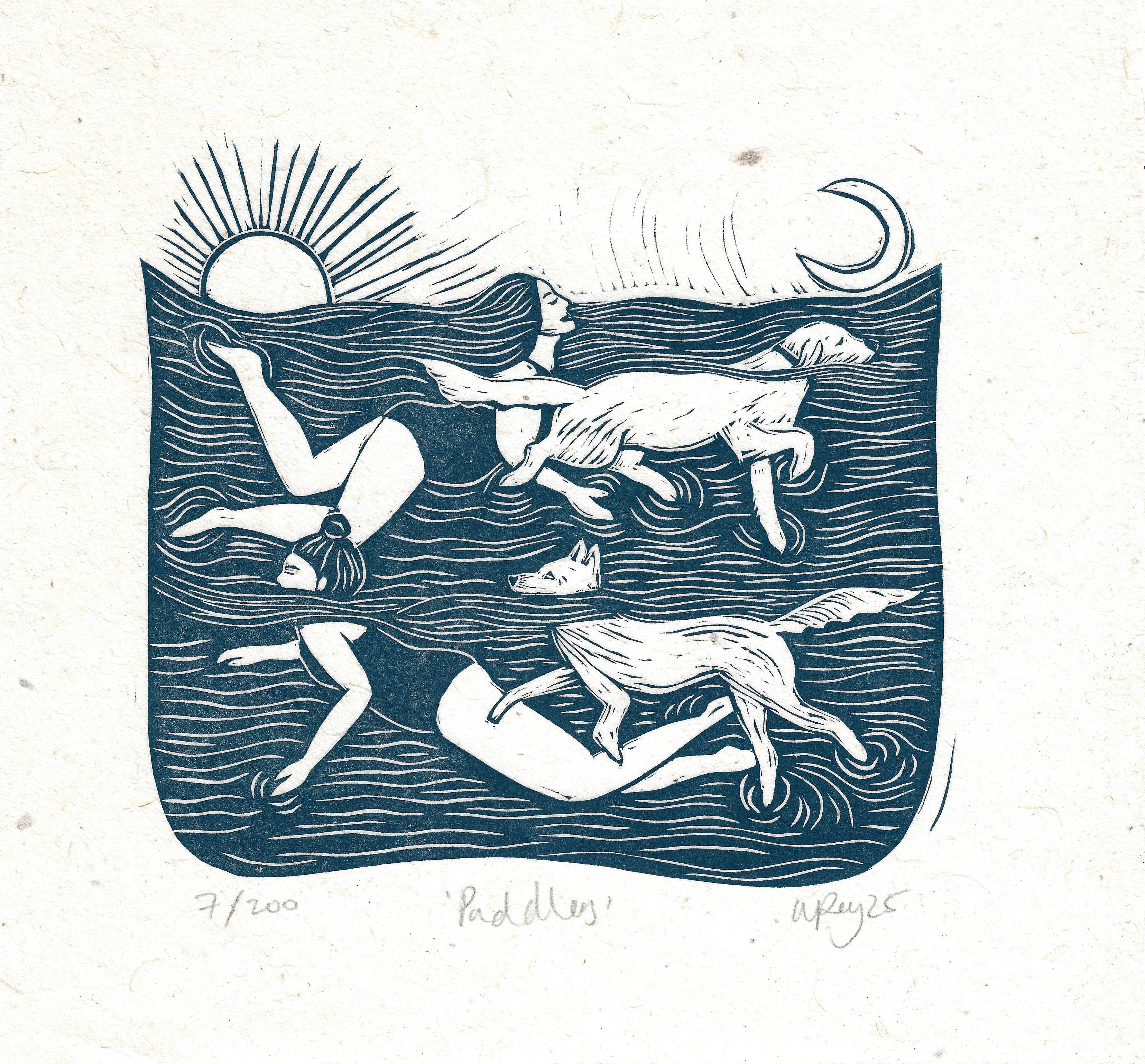 Paddlers & dogs swimming card