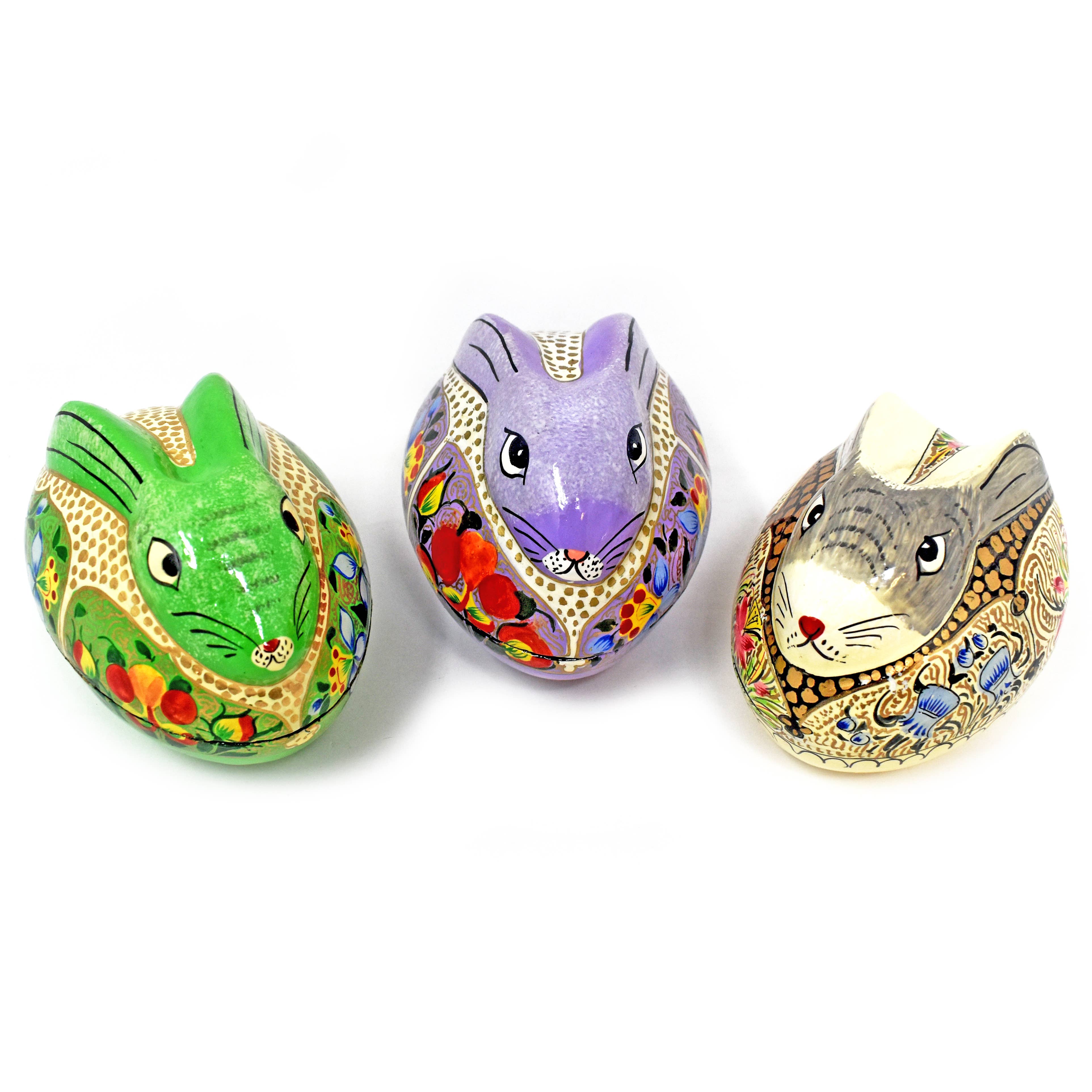 Hand Painted Papier-Mâché Rabbit Box