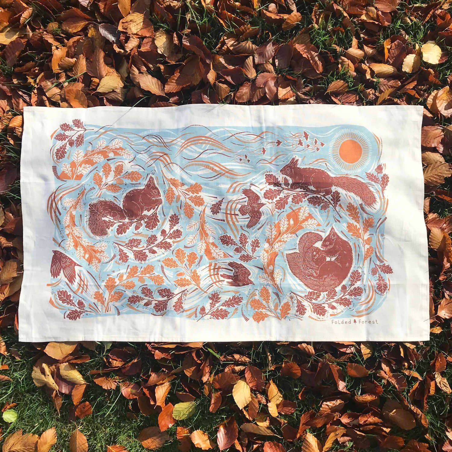 Autumn Woodland Cotton Tea Towel