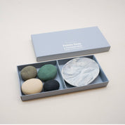 4 Handmade Pebble Soaps with Porcelain Dish Set