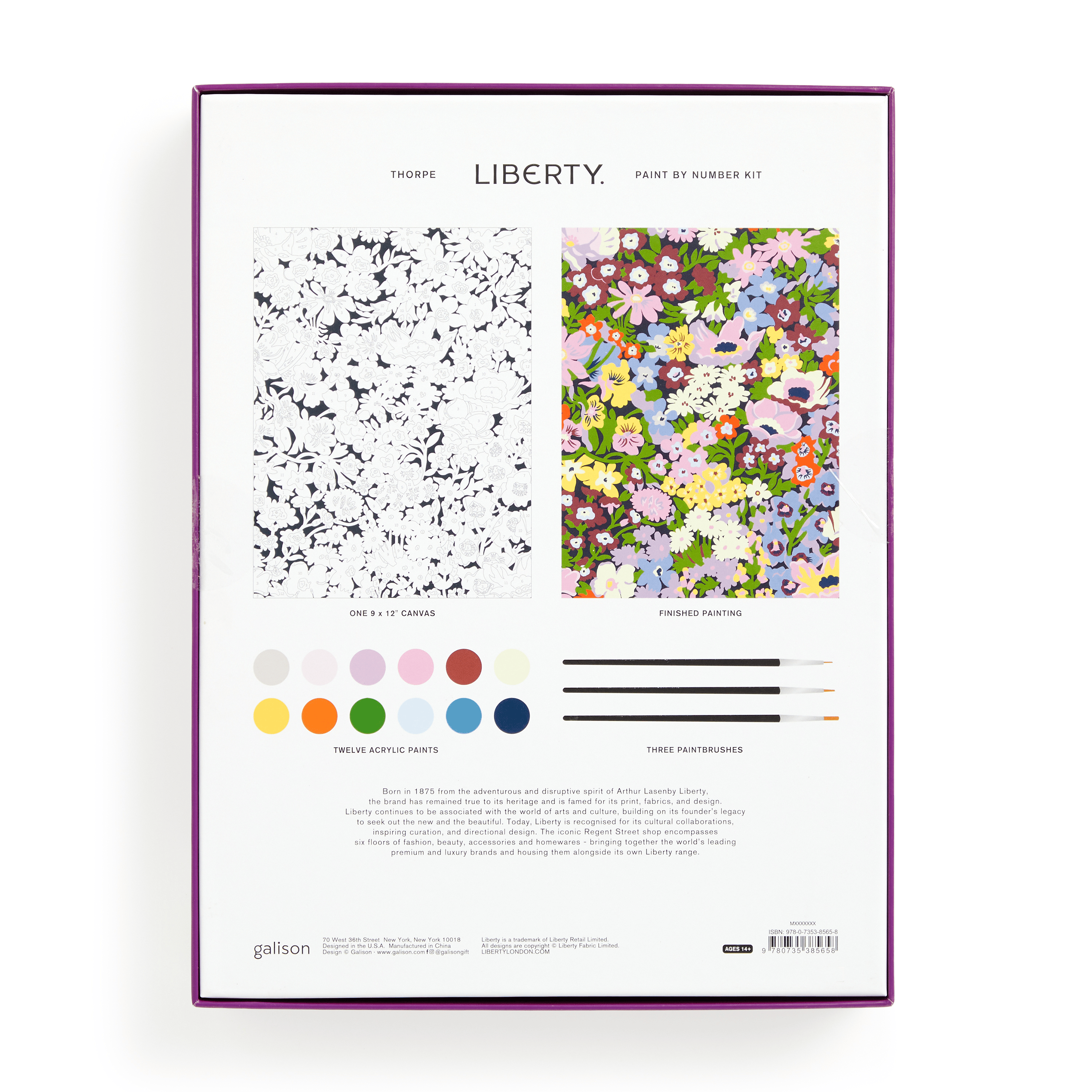 Abrams & Chronicle Liberty London paint by numbers kit floral
