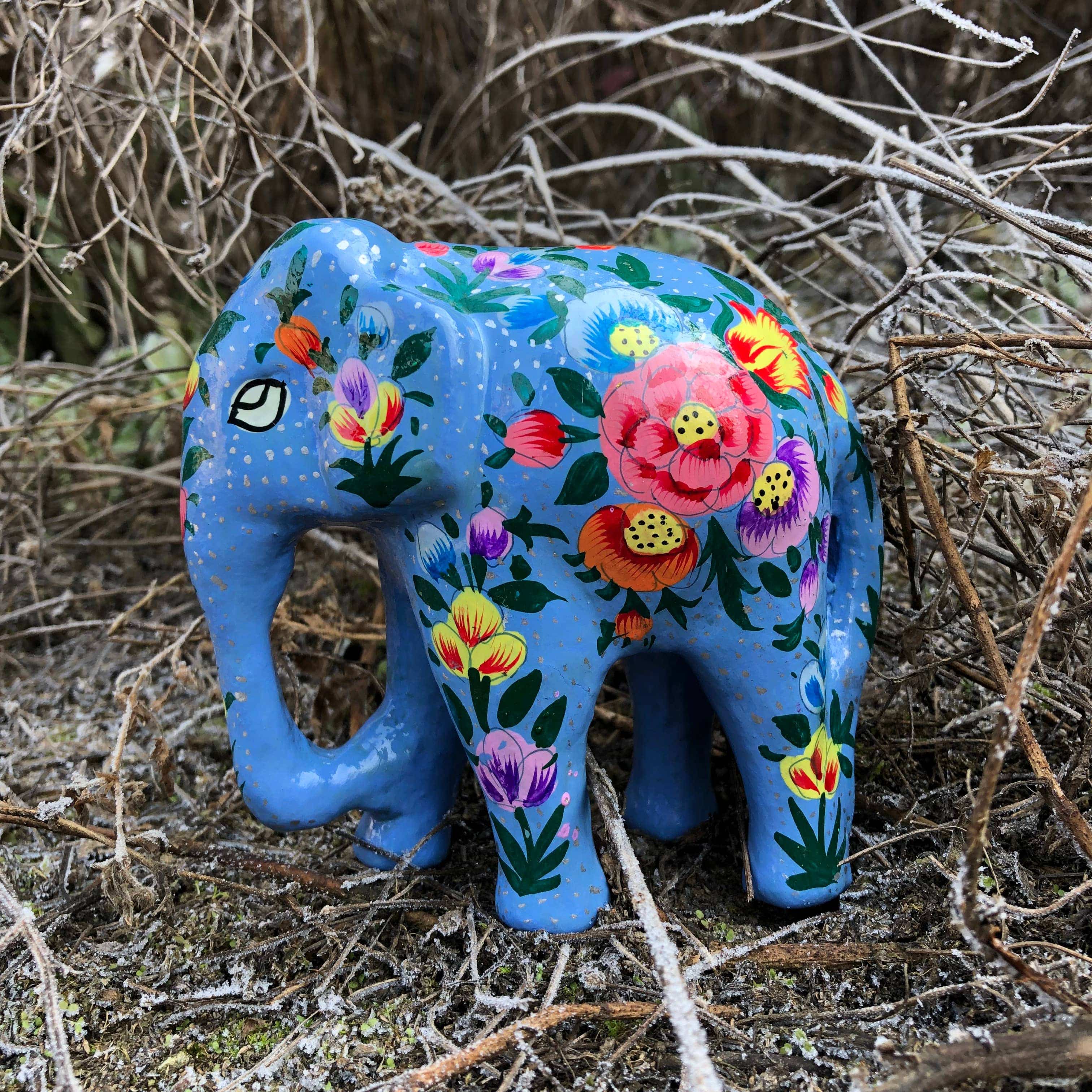 Dalit Goods Co Hand Painted Papier-Mâché Elephant Decoration