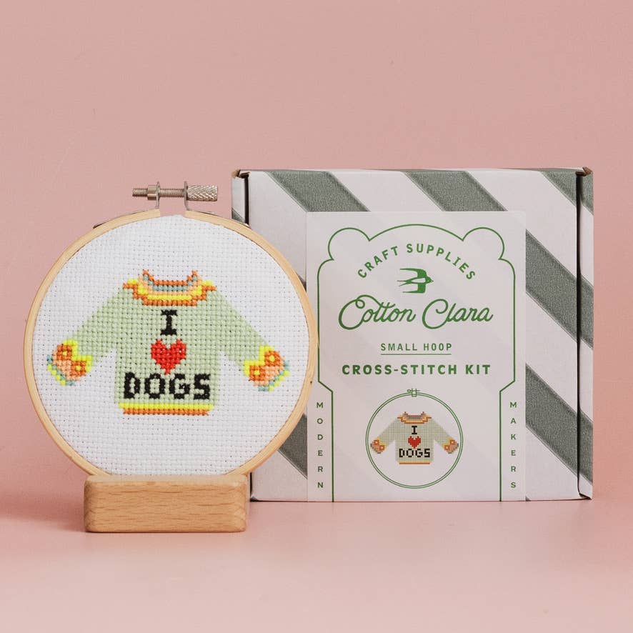 I love dogs cross stitch kit