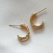Gold-Plated Molten Double Hoop Earrings