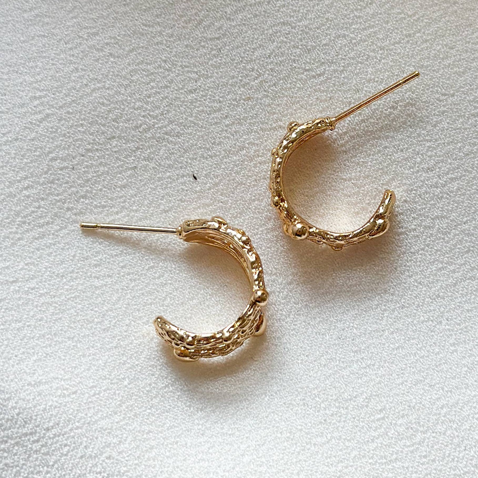 Gold-Plated Molten Double Hoop Earrings