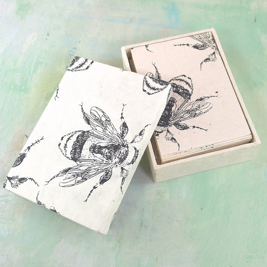 Handmade card set in box, bees