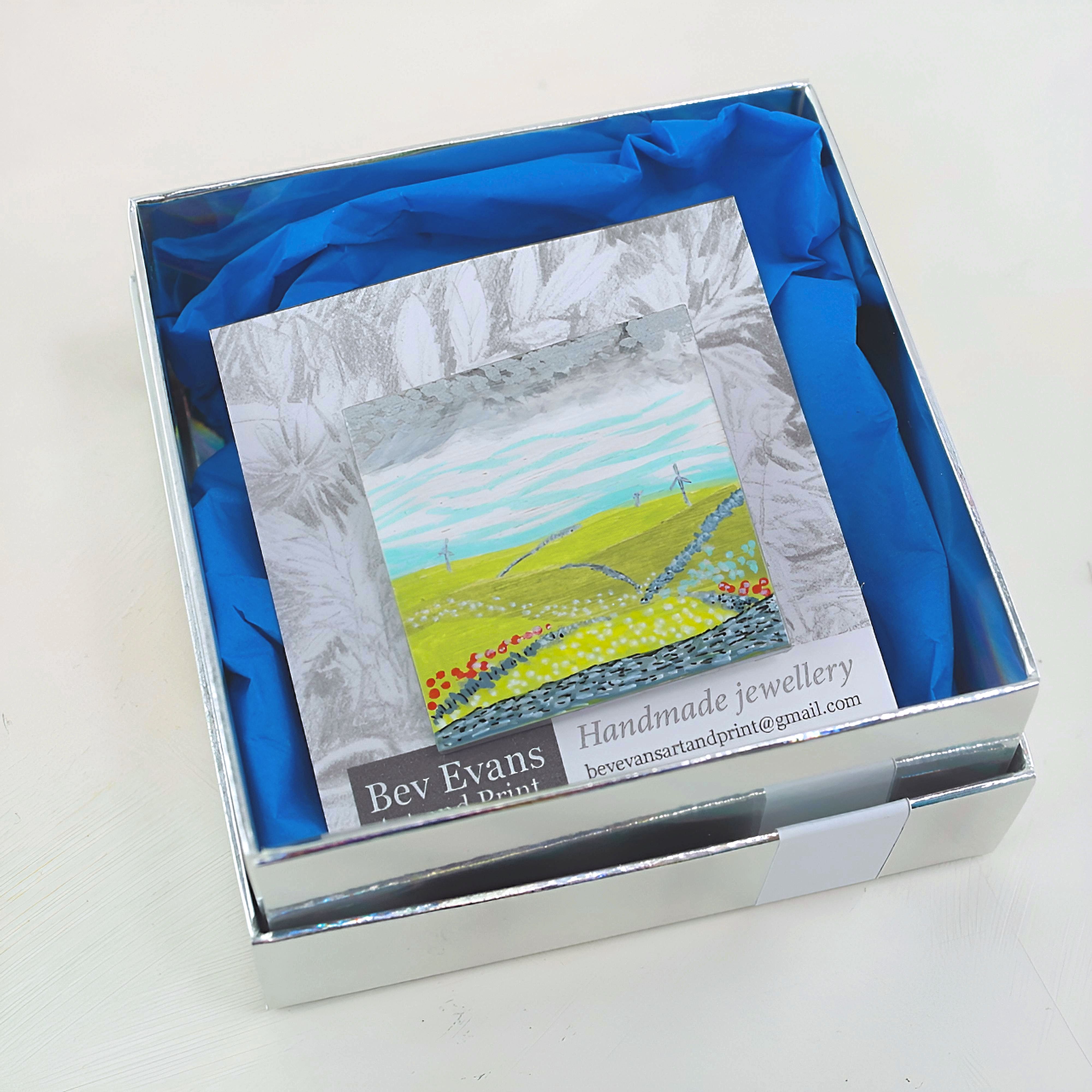 Handpainted landscape brooch