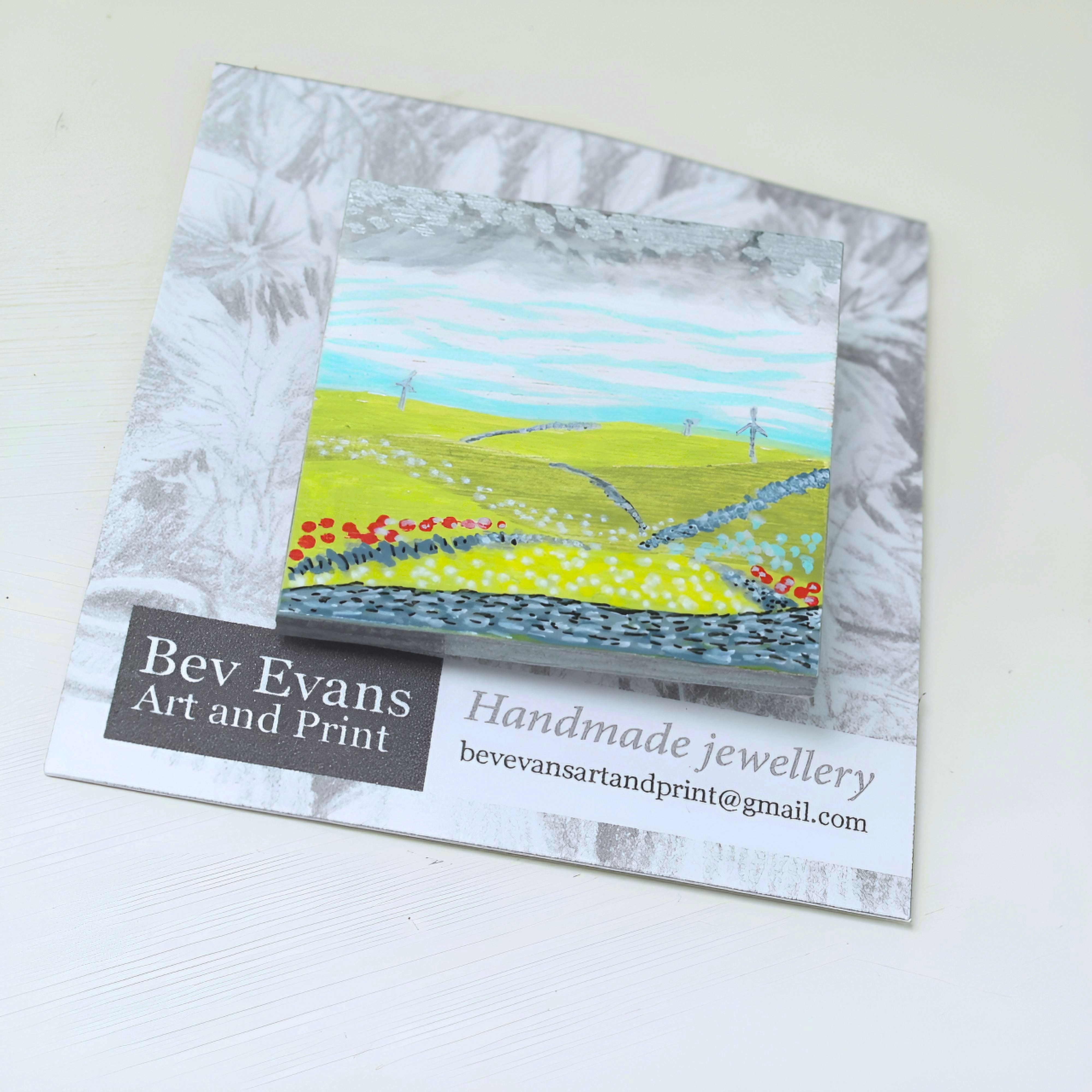 Handpainted landscape brooch