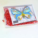 Handpainted butterfly brooch in blue