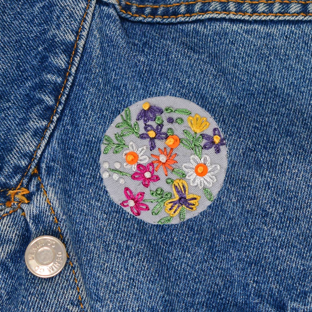 Hand Embroidered Floral Brooch