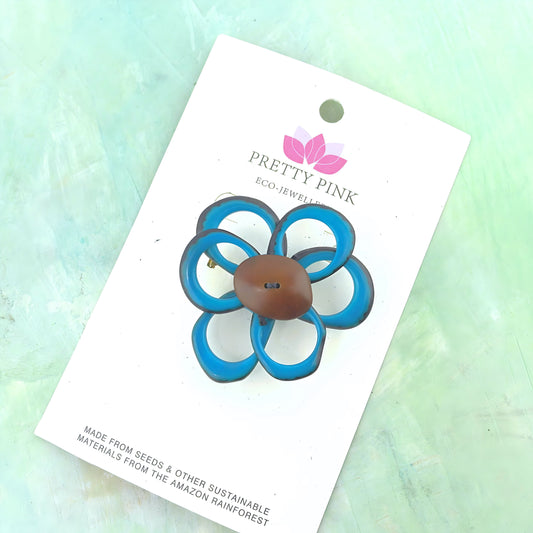 Flower brooch made from nut