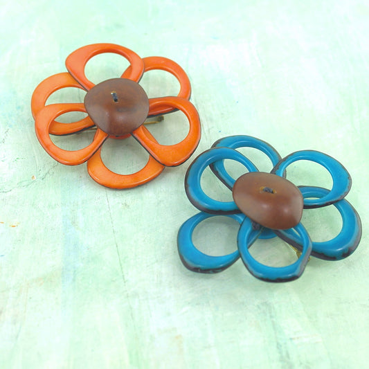Flower brooch made from nut