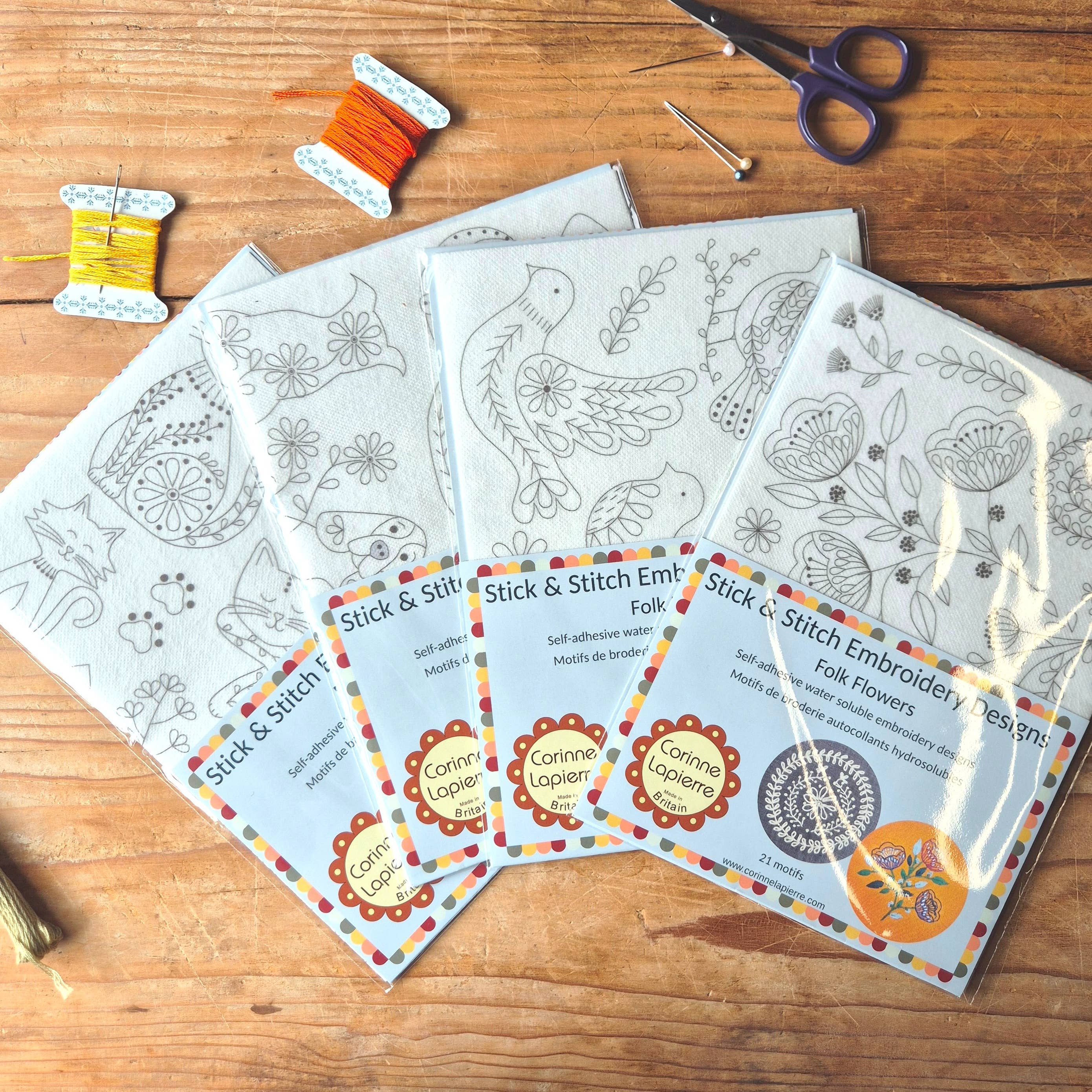 Stick and Stitch Embroidery: Folk Flowers transfer sheets