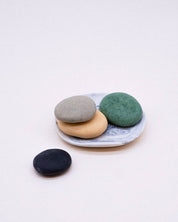 4 Handmade Pebble Soaps with Porcelain Dish Set