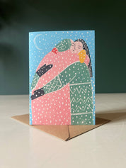 Winter Hugs Christmas Holiday Greeting Card