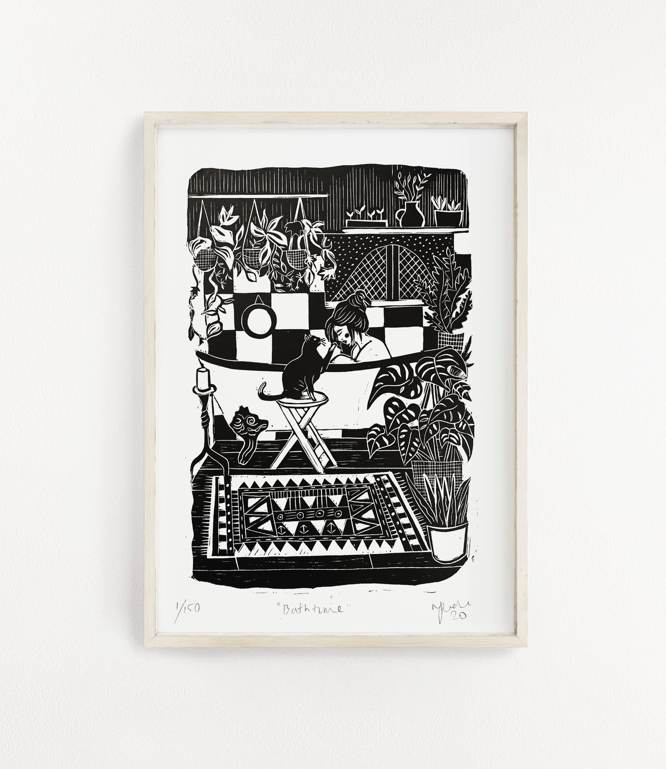 Bathtime with cat card