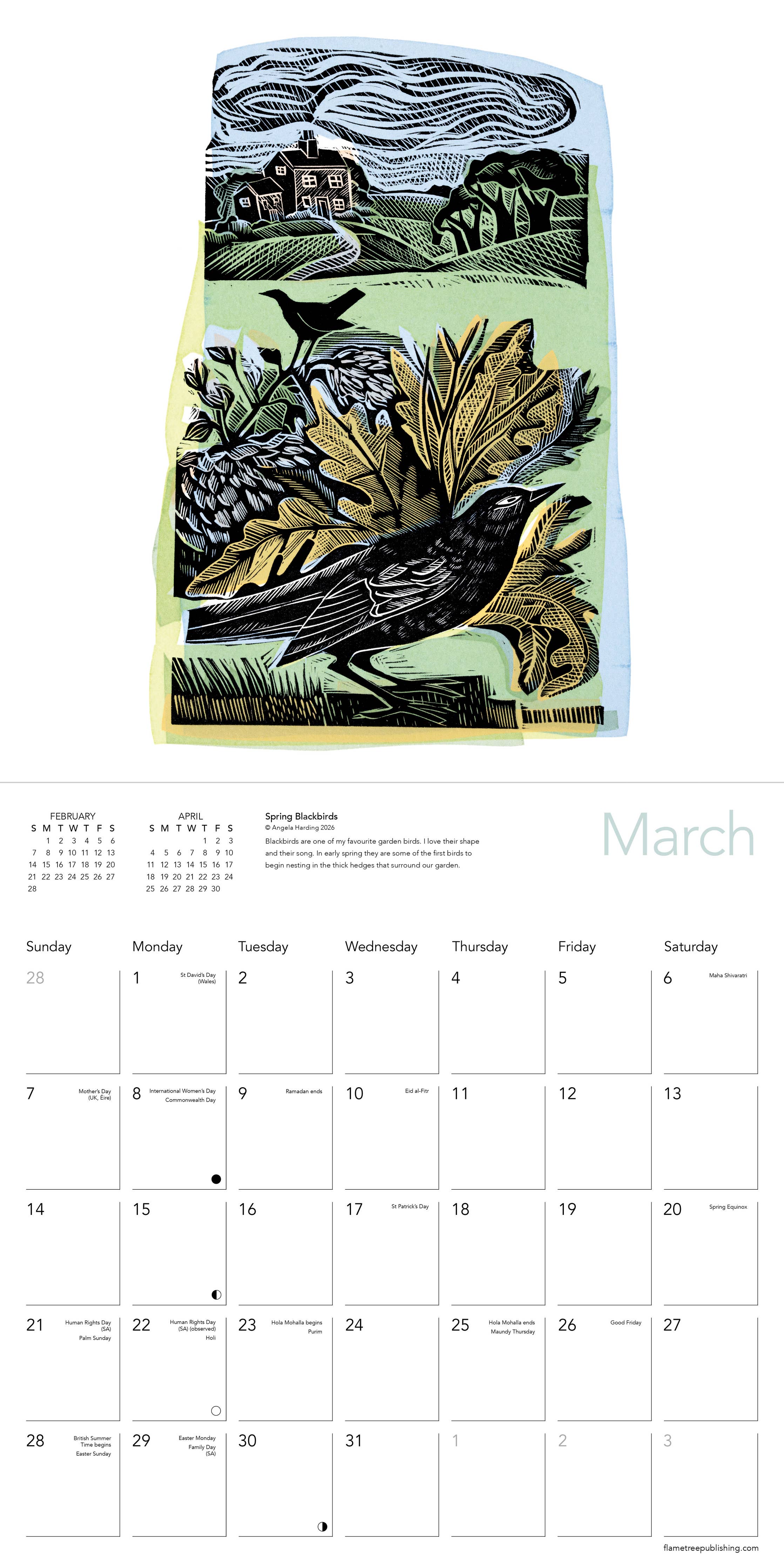 Angela Harding Wildlife Art Wall Calendar 2027