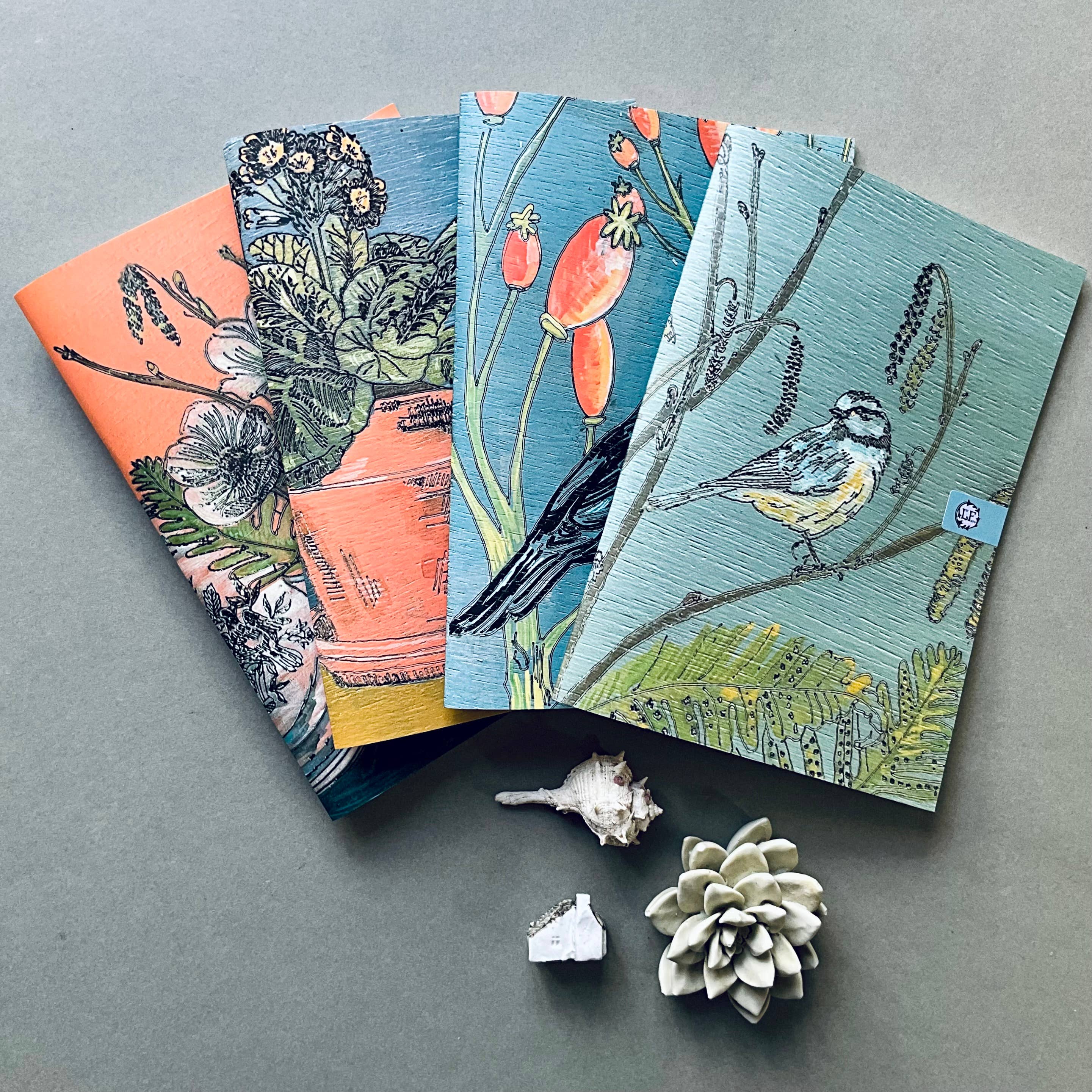 Lily Faith Blue Tit in the Catkins A5 Notebook