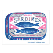 We’re Better Together Sardines Risograph Print – Pink & Blue