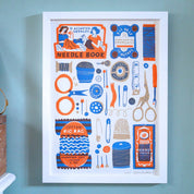 Sewing Essentials Risograph Print, A3 Craft Room Wall Art