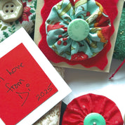 Stitched memory Christmas gift tags