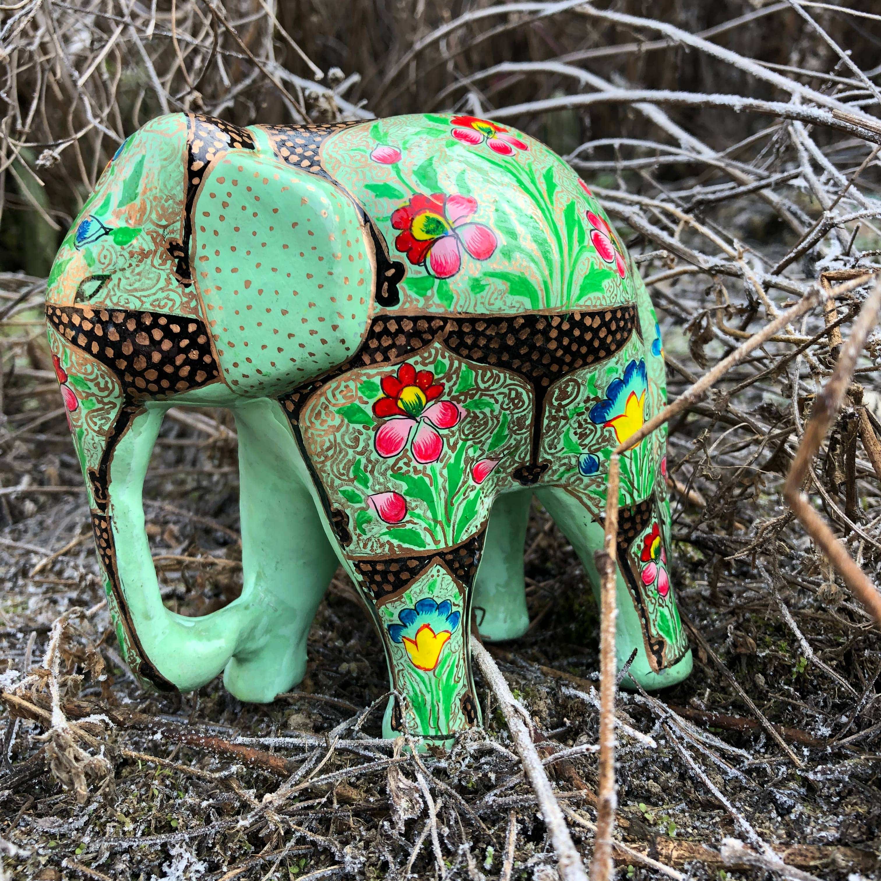 Dalit Goods Co Hand Painted Papier-Mâché Elephant Decoration