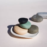4 Handmade Pebble Soaps with Porcelain Dish Set
